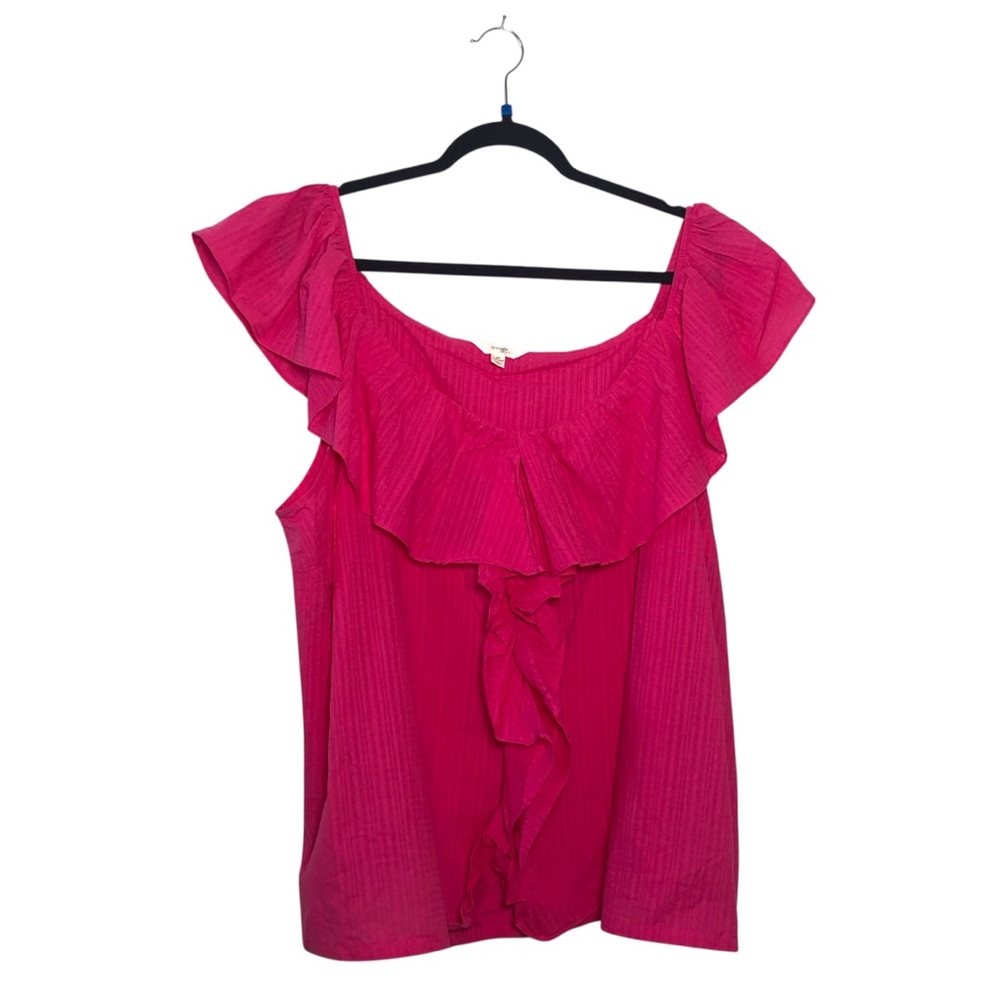 Terra & Sky Ruffled Top (24W/26W-3X)